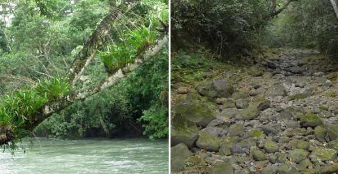 El río Atoyac, antes y después de desaparecer. EFE