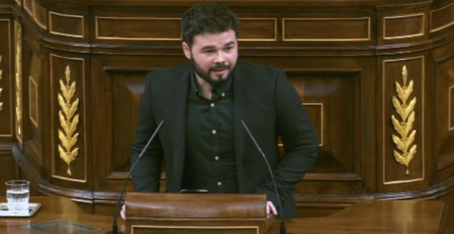 Gabriel Rufián, de ERC, durante su discurso ante los diputados en la Cámara Baja.