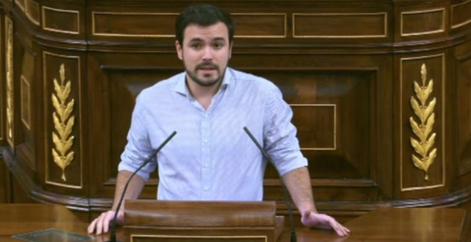 Alberto Garzón, de Izquierda Unida, habla ante el Congreso de los Diputados.