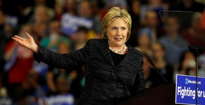 La aspirante a la candidatura demócrata a la Presidencia de EE.UU. Hillary Clinton en su mitin en Cleveland (EE.UU.)./ EFE