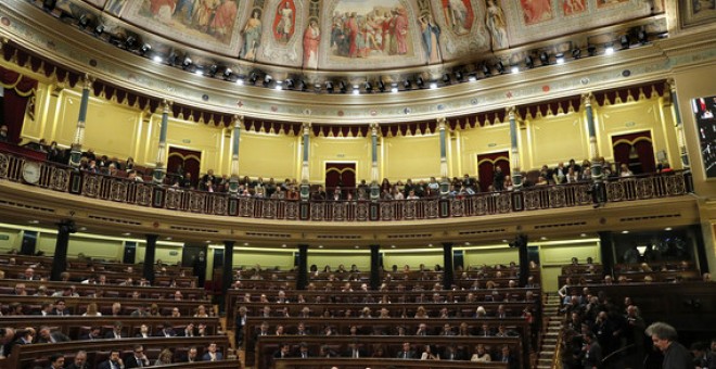 Vista general del hemiciclo durante la segunda votación de la investidura, en el Congreso de los Diputados./EFE