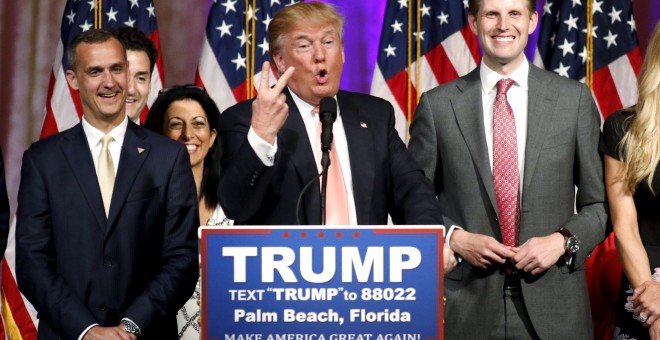 Donald Trump celebra su victoria en las primarias de Florida. - REUTERS