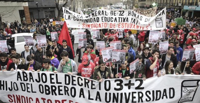 Manifestación de estudiantes contra el 3+2