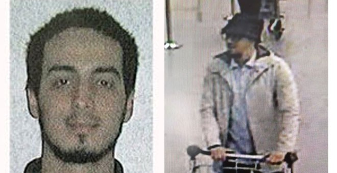 Najim Laachraoui (izqda) podría ser el cerebro de los atentados, pero no está confirmado que sea el tercer sospechoso del aeropuerto (dcha), por lo que podrían ser dos los más buscados hasta el momento.