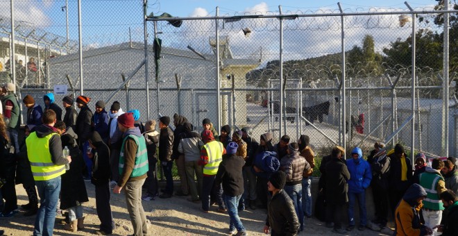 Imagen del cetro de registro de refugiados de Moria, en Lesbos, Grecia.- BDGM