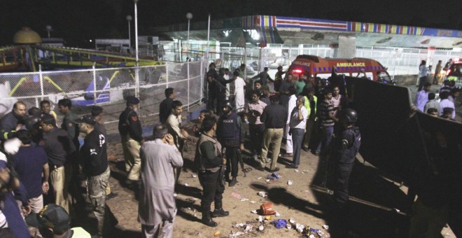 El escenario del atentado, en la localidad pakistaní de Lahore. EFE