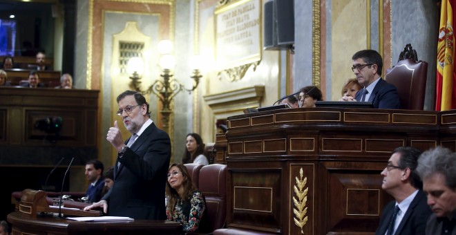 Mariano Rajoy durante el debate de investidura en el Parlamento en Madrid. REUTERS