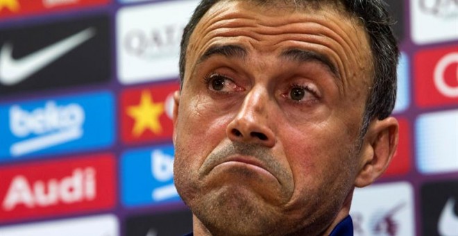 Luis Enrique, durante la rueda de prensa. EFE/Quique García