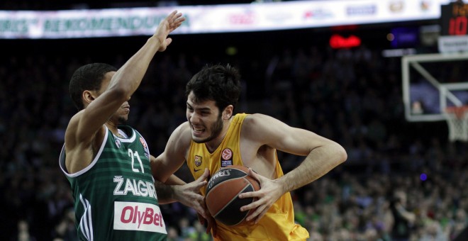 Abrines, durante un momento del partido ante el Zalgiris. EFE/Valda Kalnina