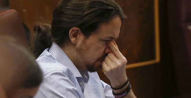 Pablo Iglesias, secretario general de Podemos, en el Congreso de los Diputados.- EFE