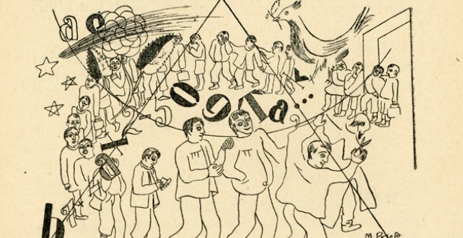 Ilustración de Miguel Prieto incluida en 'Estampas de aldea'. 1934.