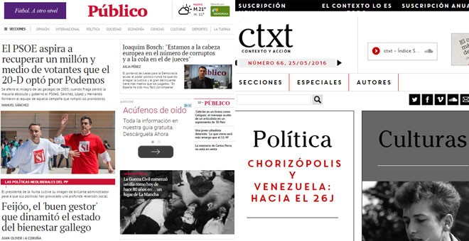 'Público' y 'CTXT' sellan una alianza editorial, por la que las informaciones del semanario se difundirán en este diario.