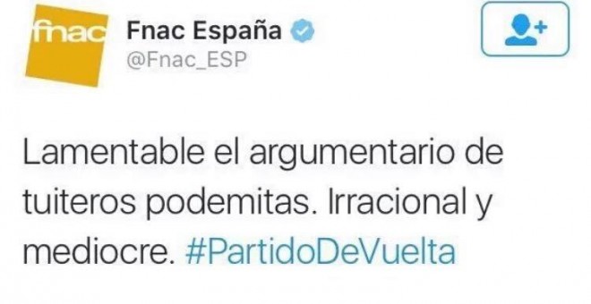 El tuit de la polémica de @Fnac_ESP.