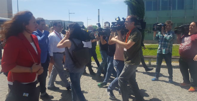 Albert Rivera, a su llegada al parque tecnológico de Albacete. PÚBLICO