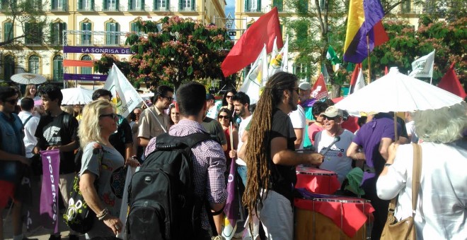 Ambiente en Málaga antes del mitin de Unidos Podemos. - JAIRO VARGAS