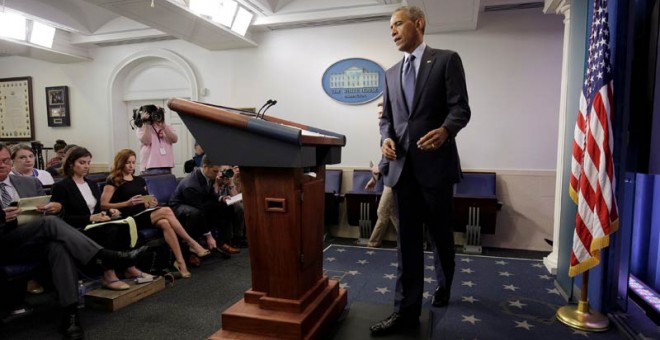 Obama, a punto de dirigirse al país desde la Casa Blanca. / REUTERS