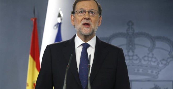 El presidente del Gobierno en funciones, Mariano Rajoy, en rueda de prensa para abordar el Brexit. EFE/Ángel Díaz