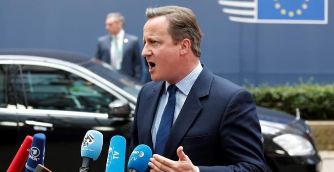 El primer ministro británico David Cameron a su llegada al Consejo Europeo celebrado en Bruselas. - EFE
