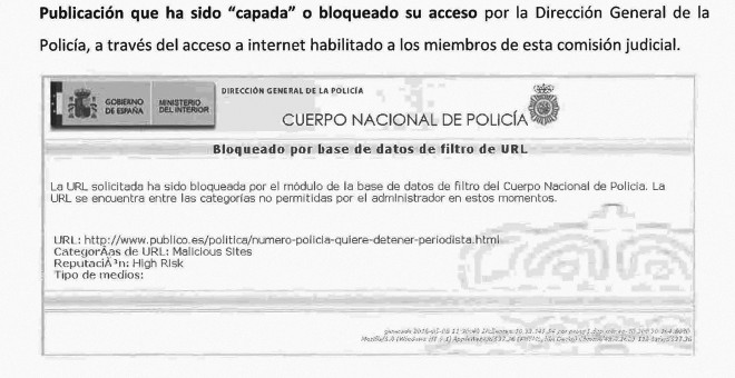 Bloqueo de URL de Público en base de datos de la Dirección General de la Policía.