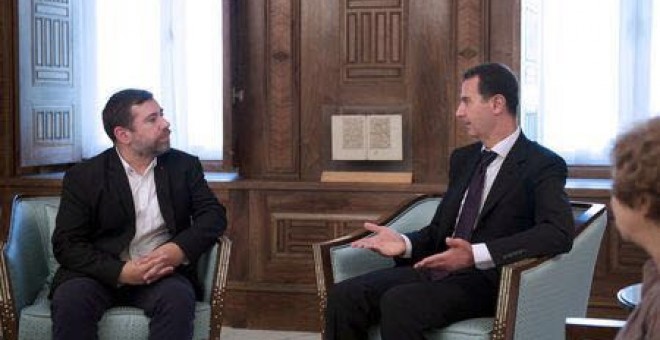 El eurodiputado Javier Couso, en su reunión con el dictador Sirio Bashar Al Asad.