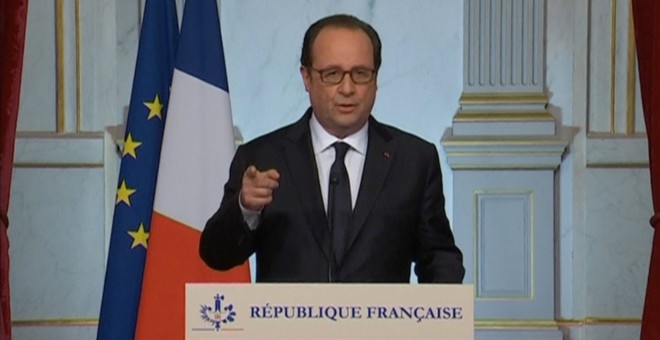 François Hollande comparece tras la masacre de Niza.