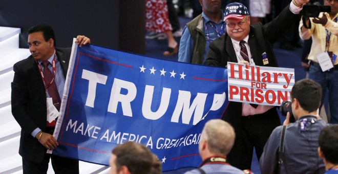 Seguidores de Trump durante el inicio de la Convención Nacional Republicana. - REUTERS