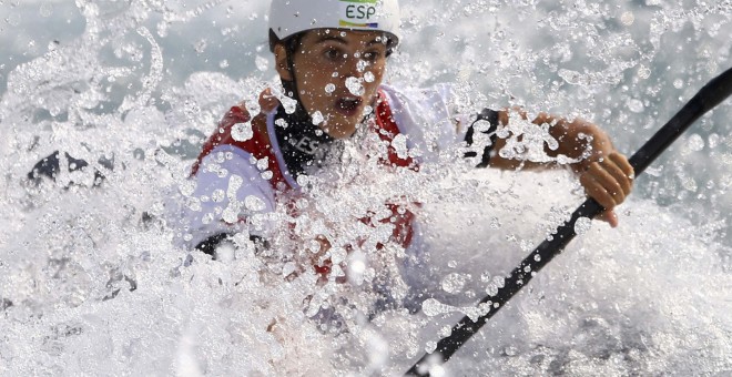 La palista Maialen Chourraut durante su primera bajada en los Juegos de Río. /REUTERS