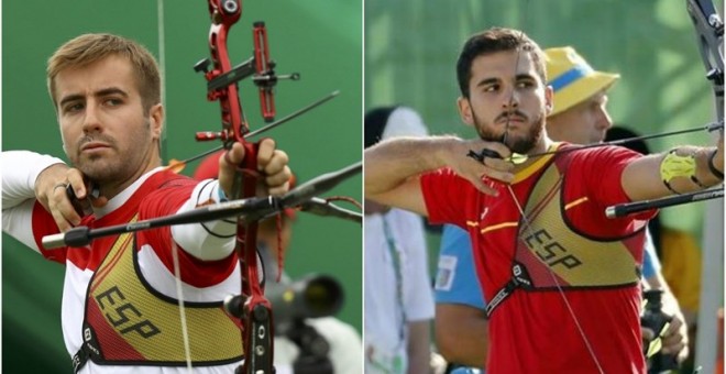 Antonio Fernández y Juan Ignacio Rodríguez en la competición de tiro con arco.