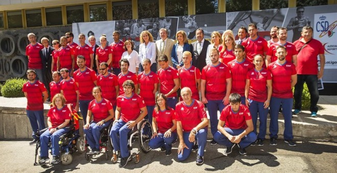 El equipo español paralímpico antes de partir hacia Río de Janeiro.