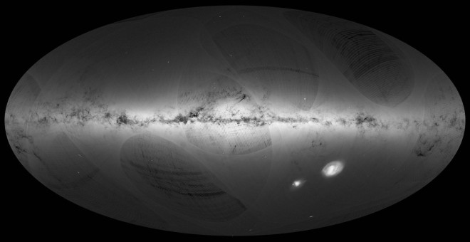 Imagen publicada por la Agencia Espacial Europea que muestra el mapa tridimensional más detallado de la Vía Láctea, elaborado por la misión espacial Gaia, en marcha desde hace tres años. EFE/ESA/Gaia/DPAC -SOLO USO EDITORIAL-