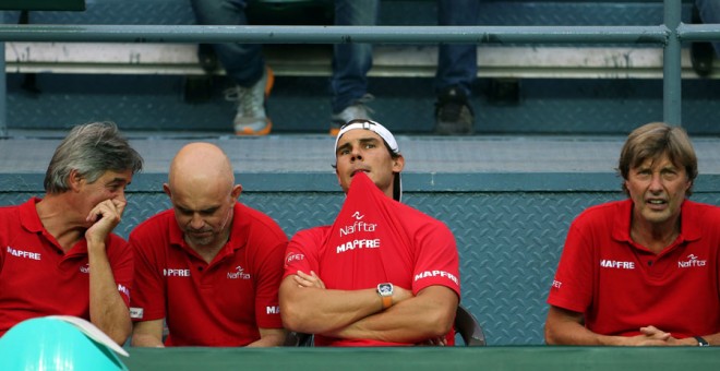 Nadal, durante la eliminatoria de Copa Davis jugada por España el pasado fin de semana. REUTERS/Cathal McNaughton