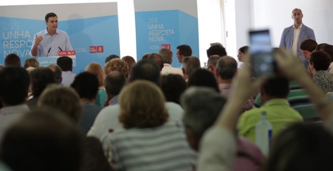 Pedro Sánchez en el mitin en Pontevedra/EUROPA PRESS