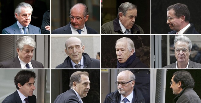 De izquierda a derecha y de arriba a abajo: Miguel Blesa, Rodrigo Rato, Luis Blasco, Jesús Pedroche, Arturo Fernández, José Manuel Fernández Norniella, Ricardo Romero de Tejada, José Ricrdo Martínez Castro, Javier López de Madrid, Ildefondo Sánchez Barcoj