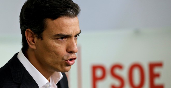 Pedro Sánchez, líder del PSOE, en una rueda de prensa el 5 de Septiembre/REUTERS