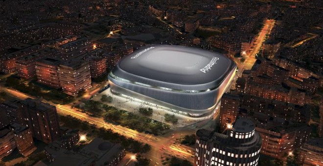 Aspecto que tendrá el estadio Santiago Bernabéu tras su remodelación. EFE