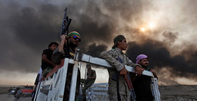 Tropas iraquíes, en Al Qayara. REUTERS/Alaa Al-Marjani