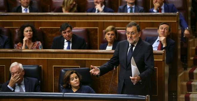 Mariano Rajoy durante el pleno de investidura en el Congreso.- REUTERS