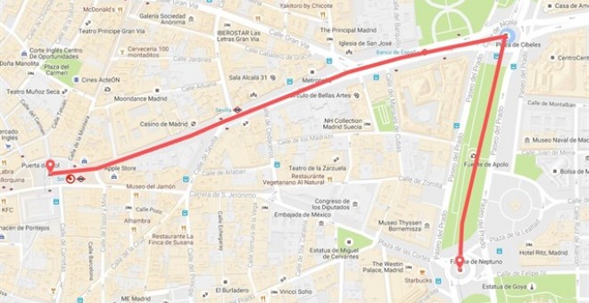 El recorrido de la manifestación 'Rodea el Congreso' del próximo sábado en Madrid / EUROPA PRESS