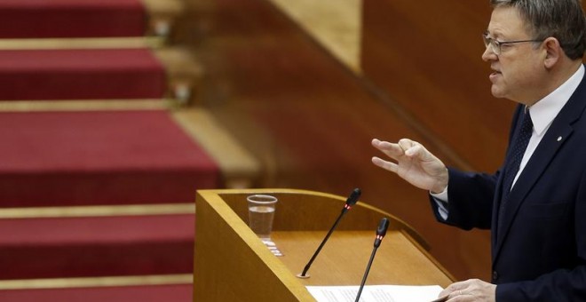 El president de la Generalitat, Ximo Puig, durante la sesión de control al govern de la Generalitat del pleno de Les Corts. EFE/Kai Försterling