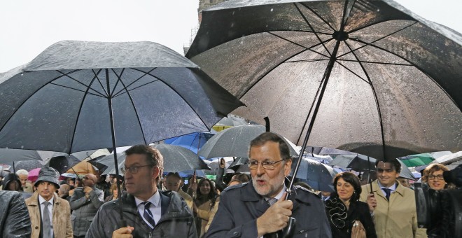 Feijóo y Rajoy, durante un acto en Santiago este sábado. EFE/Lavandeira jr