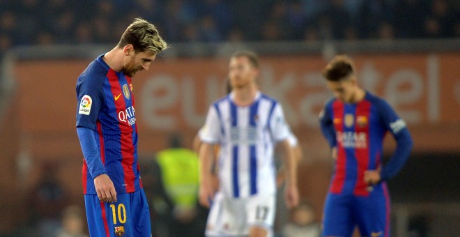 Leo Messi al finalizar el partido.- REUTERS