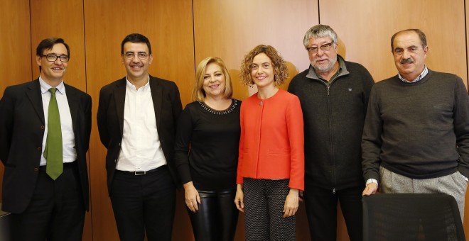 La comisión negociadora del PSOE y PSC se reúnen en Ferraz. / Europa Press