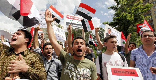 Imagen de archivo de una manifestación en Siria. REUTERS