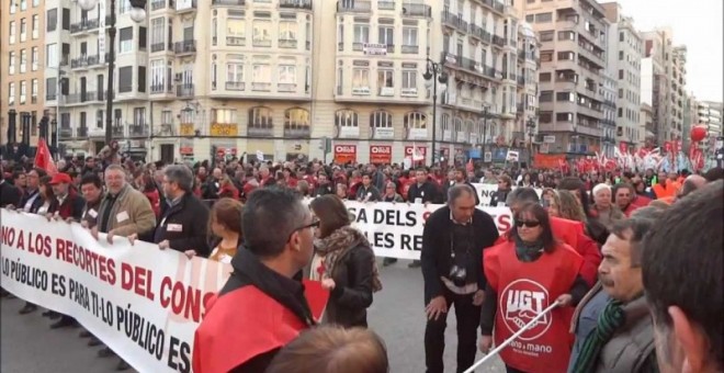 Manifestación contra los recortes en la Ley de Dependencia, en Valencia, en 2012.