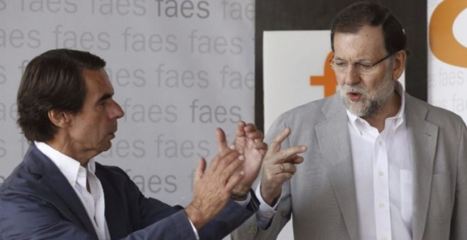 Aznar y Rajoy, en el campus FAES de 2015. EFE