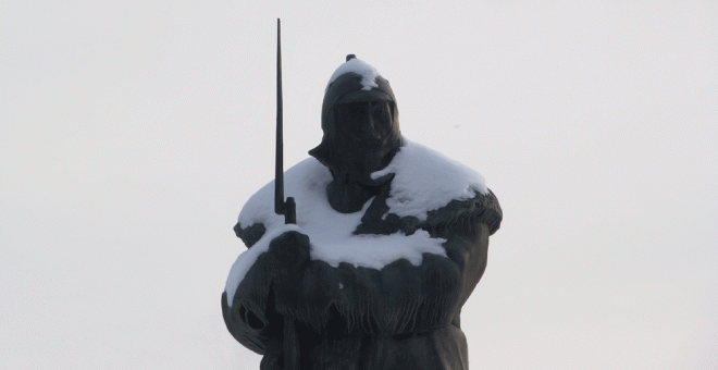 Estatua soldado del Ejército rojo, Park Kultury, Moscú. AF