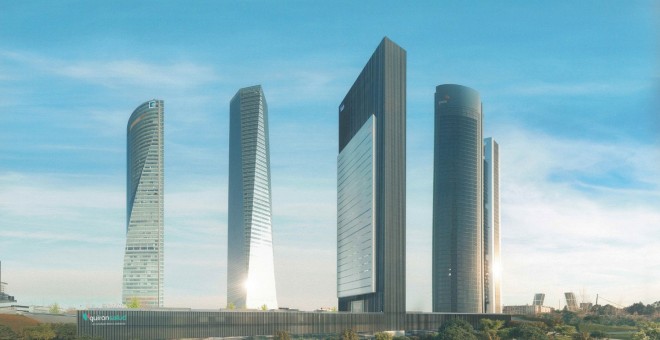 Recreación de los cinco rascacielos de la zona norte de Madrid. AYUNTAMIENTO DE MADRID