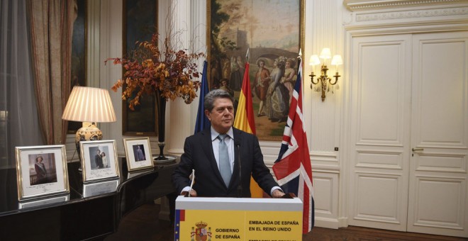 Federico Trillo, en el anuncio de su cese del cargo como embajador en Londres. EFE