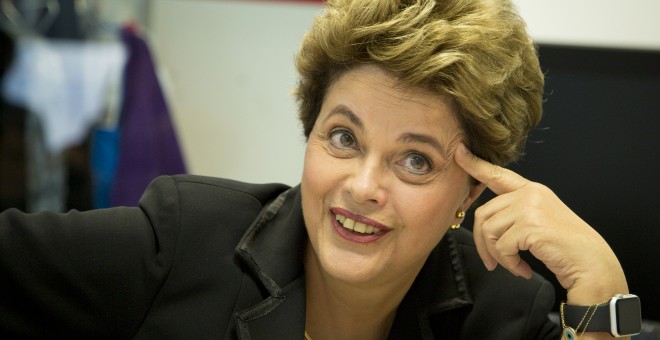 Dilma Rousseff, durante la entrevista en la redacción de 'Público'. // CHRISTIAN GONZÁLEZ