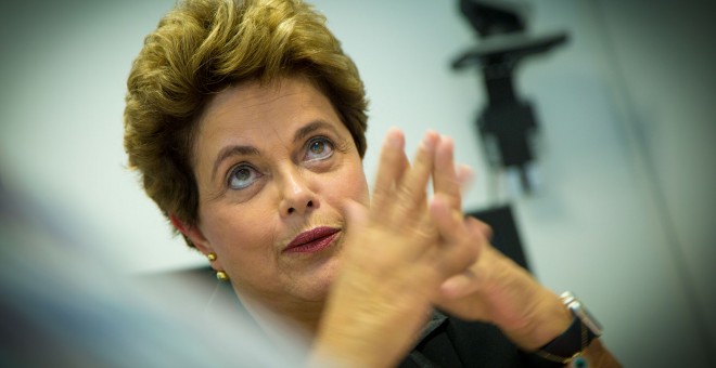 Dilma Rousseff en la redacción de Público. // CHRISTIAN GONZÁLEZ